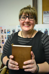 Kate Vukovich, UI SLIS and Center for the Book graduate student, displays her finished Islamic book